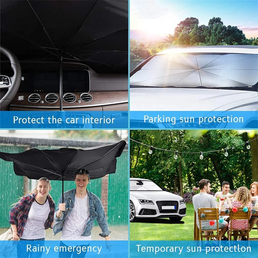 57" Car Windshield Sun Shade Foldable Umbrella Front Window Cover Viso