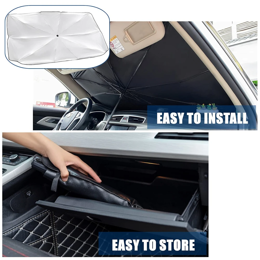 57" Car Windshield Sun Shade Foldable Umbrella Front Window Cover Viso