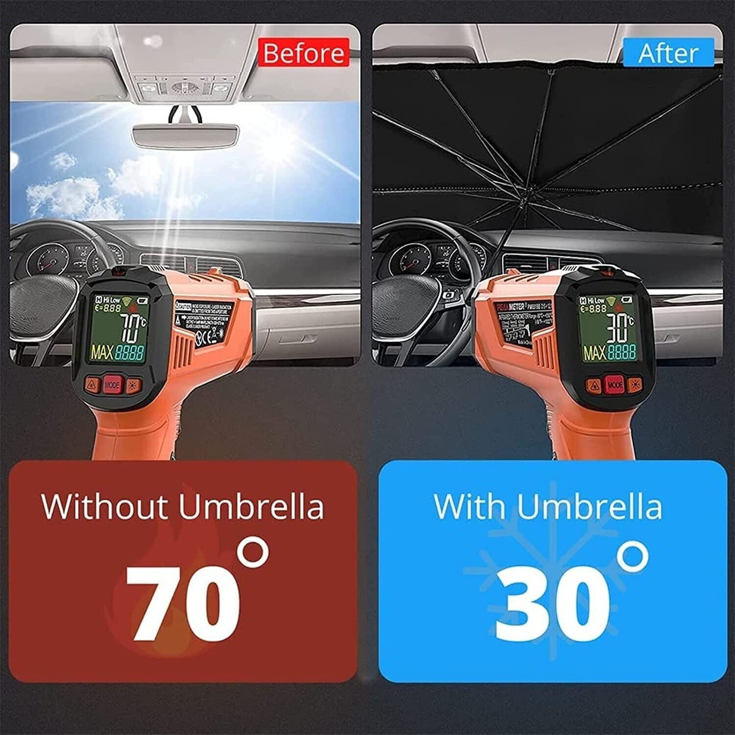57" Car Windshield Sun Shade Foldable Umbrella Front Window Cover Viso