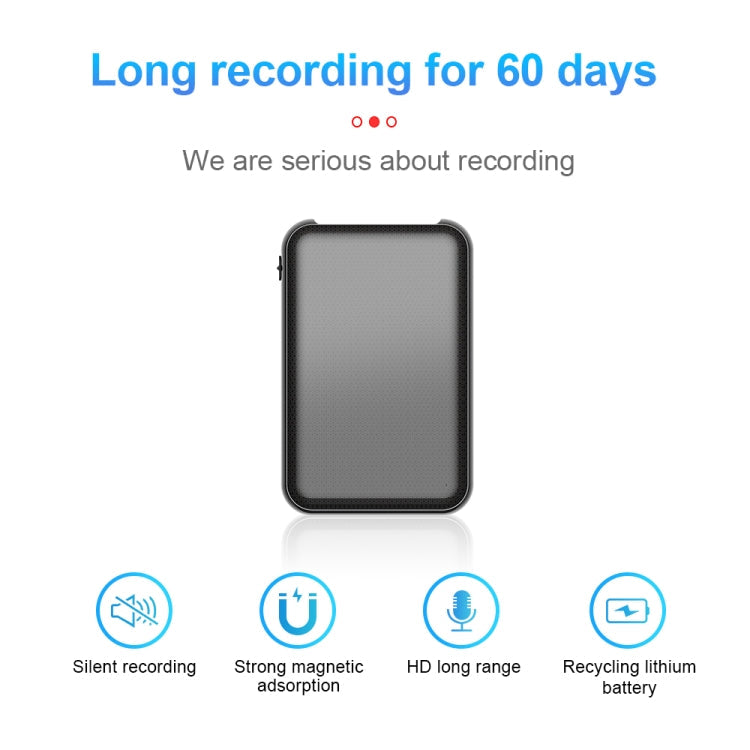 JNN Q75 Magnetic Power Bank Smart Voice Recorder, Memory:32GB(Black)