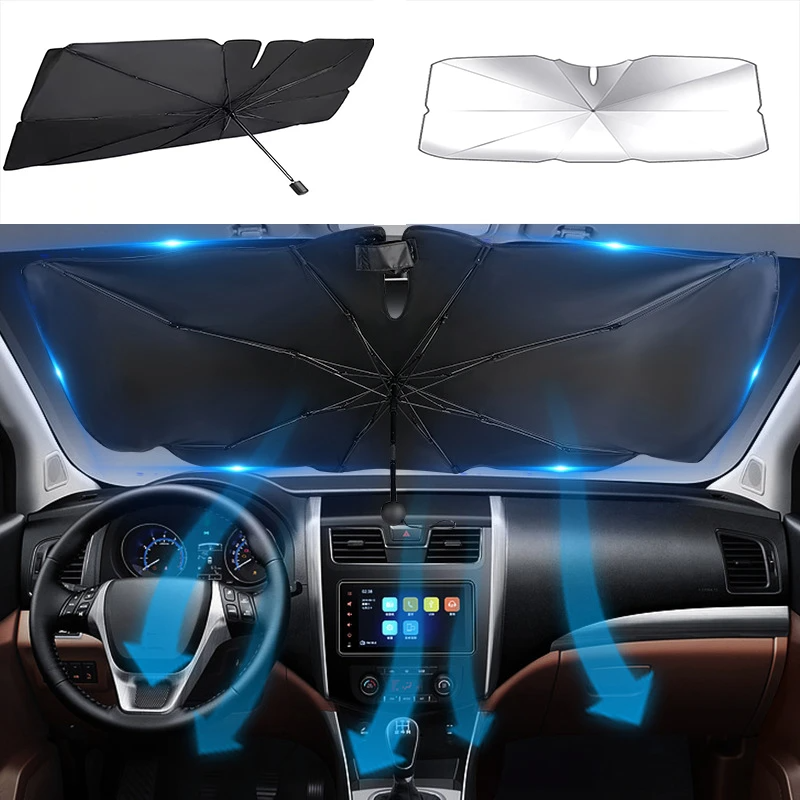 57" Car Windshield Sun Shade Foldable Umbrella Front Window Cover Viso