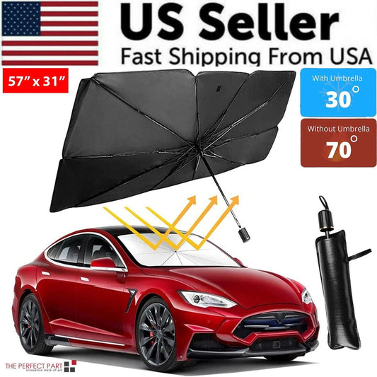 57" Car Windshield Sun Shade Foldable Umbrella Front Window Cover Viso