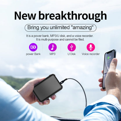 JNN Q75 Magnetic Power Bank Smart Voice Recorder, Memory:32GB(Black)